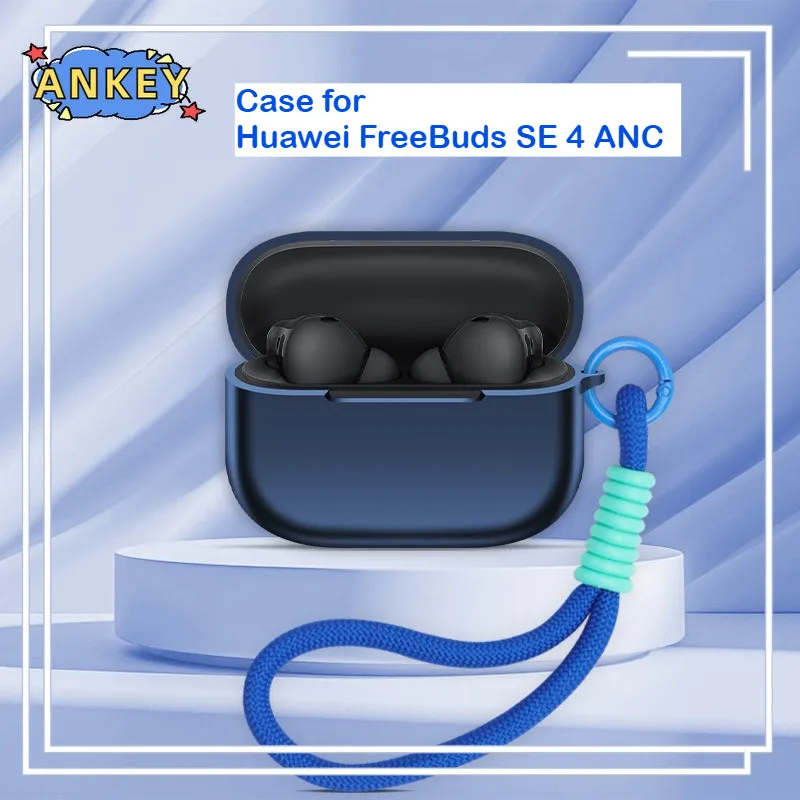 حافظات لهاتف هواوي FreeBuds SE 4 ANC من السيليكون مع غطاء سماعة أذن لاسلكي مقاوم للصدمات مع حبل من النايلون