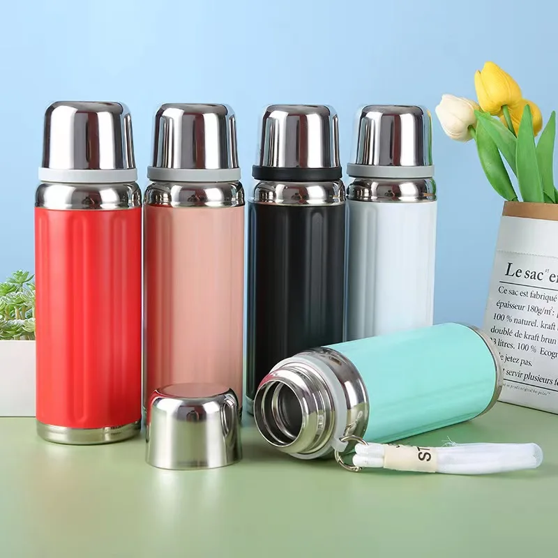 

Stainless Steel Thermos Cup/Mug With Lifting Rope Leak, Double Layer Vacuum Flasks,Outdoor, Portable Water Bottle, 650ml