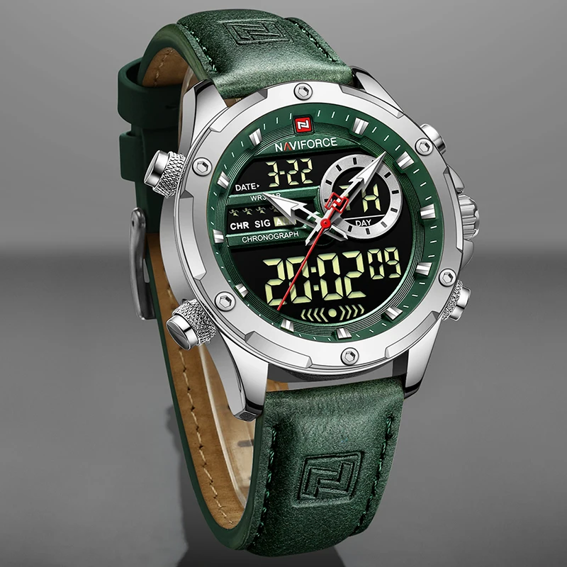 Imagem -03 - Naviforce Homens Relógio de Pulso Militar Quartzo Impermeável Couro com Cronógrafo Esportes Marca de Luxo Novo