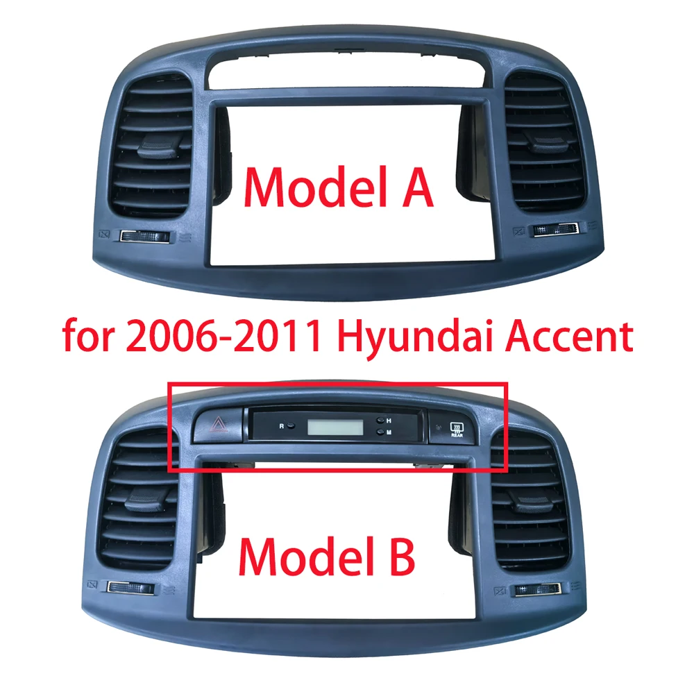 yaocaiss 7 Inch Car Radio Fascia for 2006-2011 Hyundai Accent Panel Dash Kit Install Trim Fascia Air Conditioning Outlet