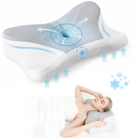 MCQ 1-piece Queen Size Ergonomic Neck Pillow Comfort Memory Foam Pillows Removable Washable Cover Ventilated Cooling Bed Pillow