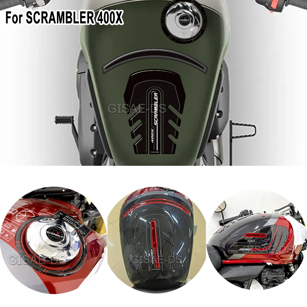 Scrambler400X دراجة نارية ملصقات خزان وسادة الغاز الوقود النفط عدة الركبة حامي الشارات ل انتصار تشويش إذاعي 400X 400X 2024 2025 #2