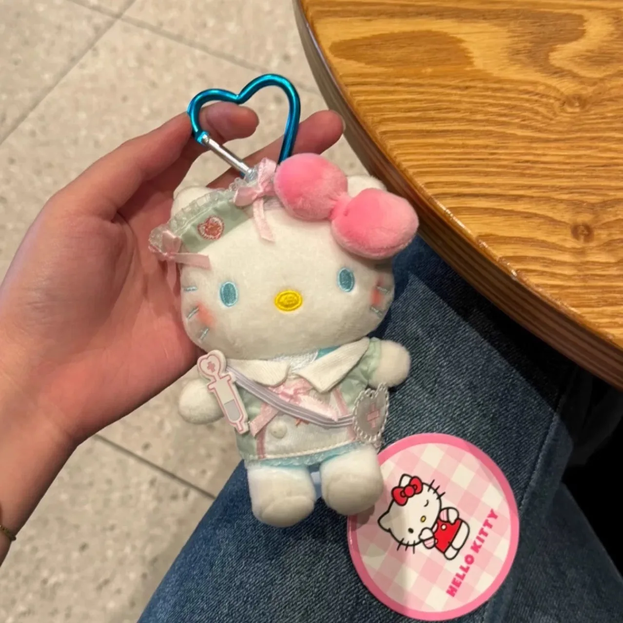 2025 Hello Kitty Cute Blue Visor Blue Backpack Pants Keychain Car School Bag Pendant Kids Plush Toy Keyring Birthday Gift