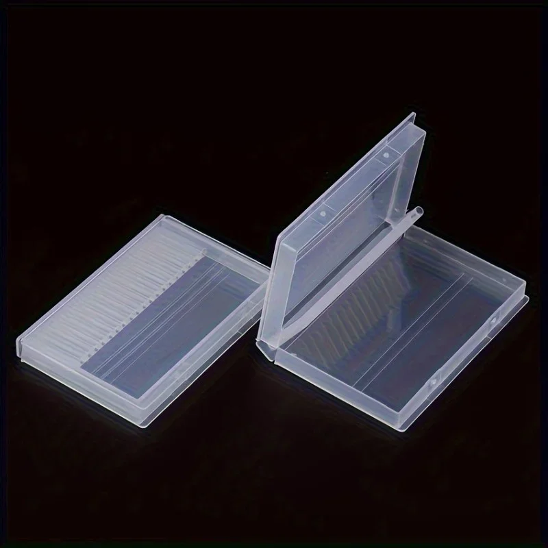2pcs Clear Acrylic Nail Drill Bit Holder, 20-Hole Manicure Tool Organizer, Unscented Plastic Display Case for Electric Nail