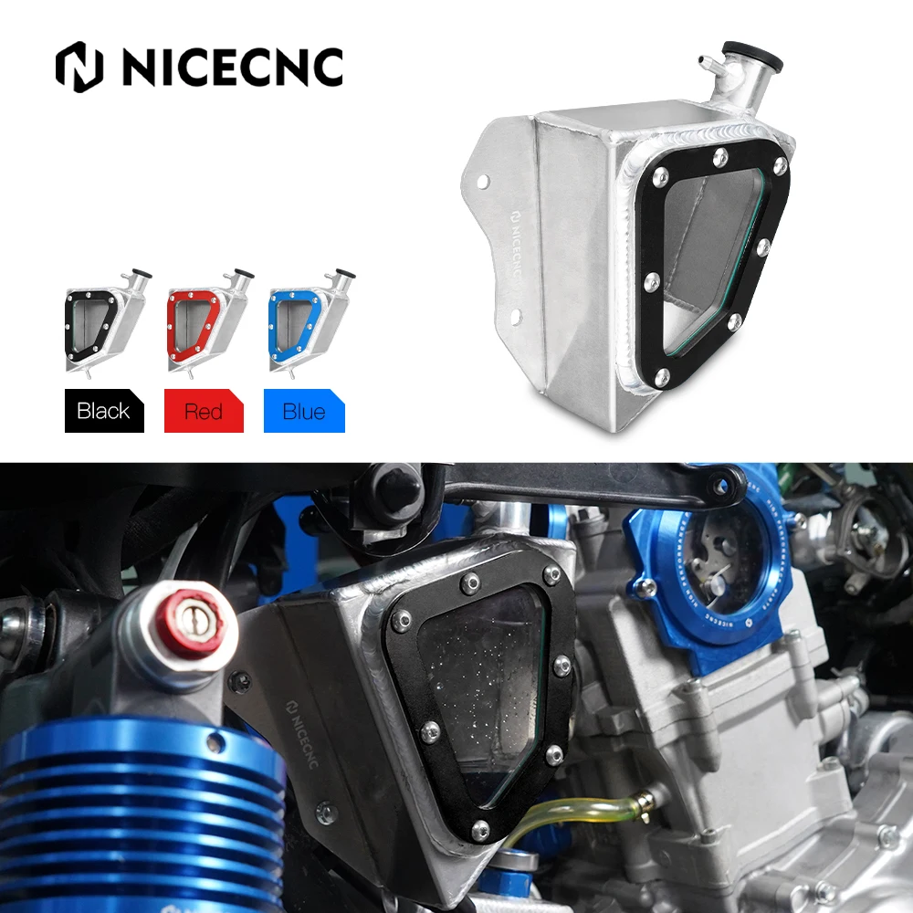 NiceCNC Overflow Coolant Radiator Tank Reservoir For Yamaha Raptor 700 700R 2013-2023 ATV Parts Aluminum Alloy Wear Resistance