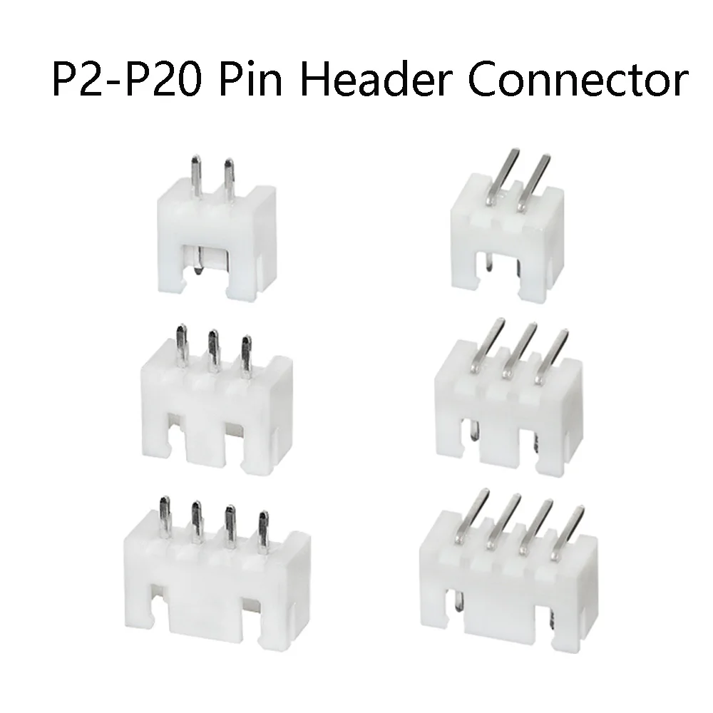 XH2.54 Male Straight Pin Right Angle Pin Material Connector Leads Pin Header Kit 2p-20p Plug Male + Female + Terminal Kit