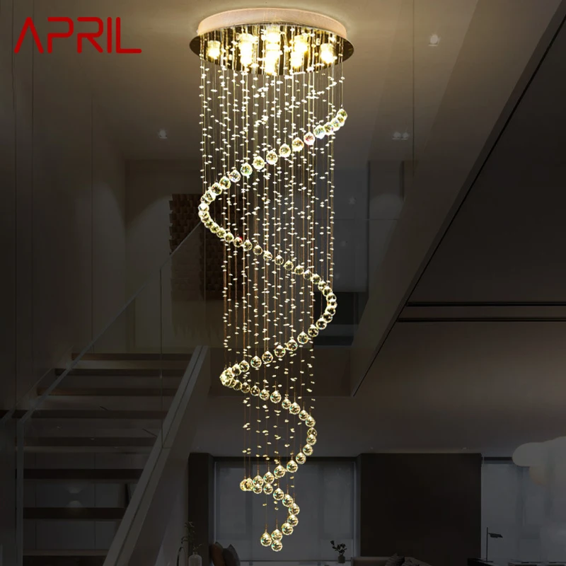 

APRIL Modern Crystal Pendant Lamps LED Creative Luxury Chandelier Light for Home Living Dining Room Villa Staircase