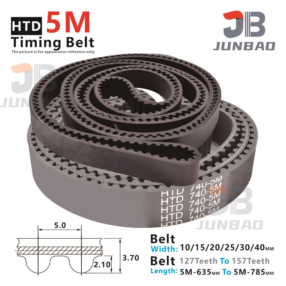 

HTD 5M Timing Belt Pitch Length LP=635 To 785MM Width 10 15 20 25 30 40 MM Synchronous Rubber Toothed Transmission Belt 3D Parts