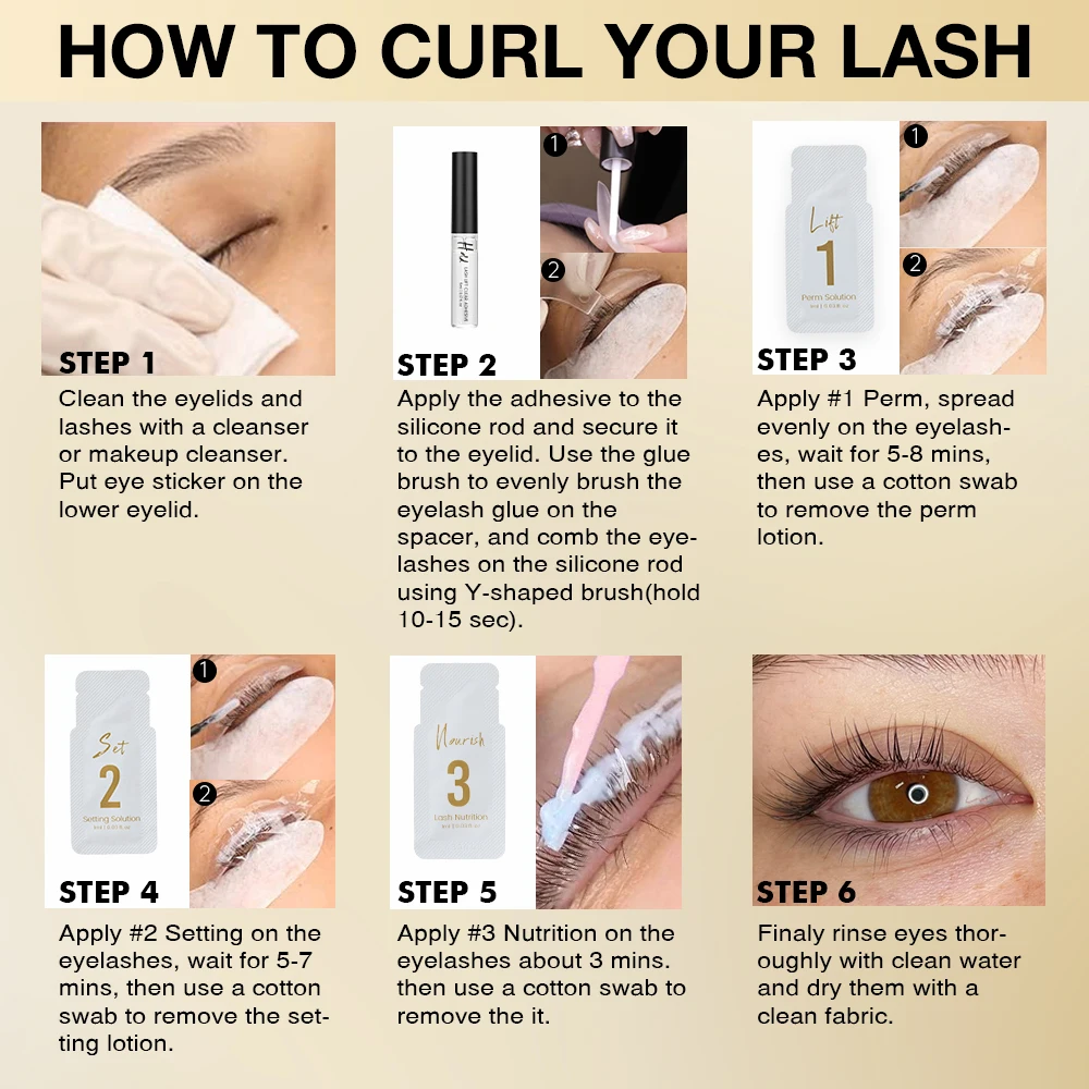 Gollee Permanente per sollevamento ciglia e sopracciglia Arricciato a lunga durata 4-6 settimane Laminazione ciglia per piegaciglia Ascensore per ciglia Enhancer Trucco