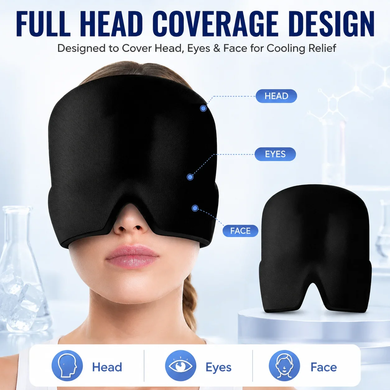 Migraine Relief Ice Head Wrap Hot Cold Therapy Gel Cap Reusable Cooling Mask for Headache Stress Relief Eye Mask Face Cover