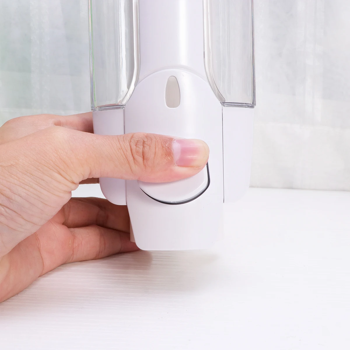 

Wall Mounted White Abs Liquid Pump For Bathroom Kitchen Foaming Hand Shaving Cream Face Wash Non-Slip Button Transparent Window