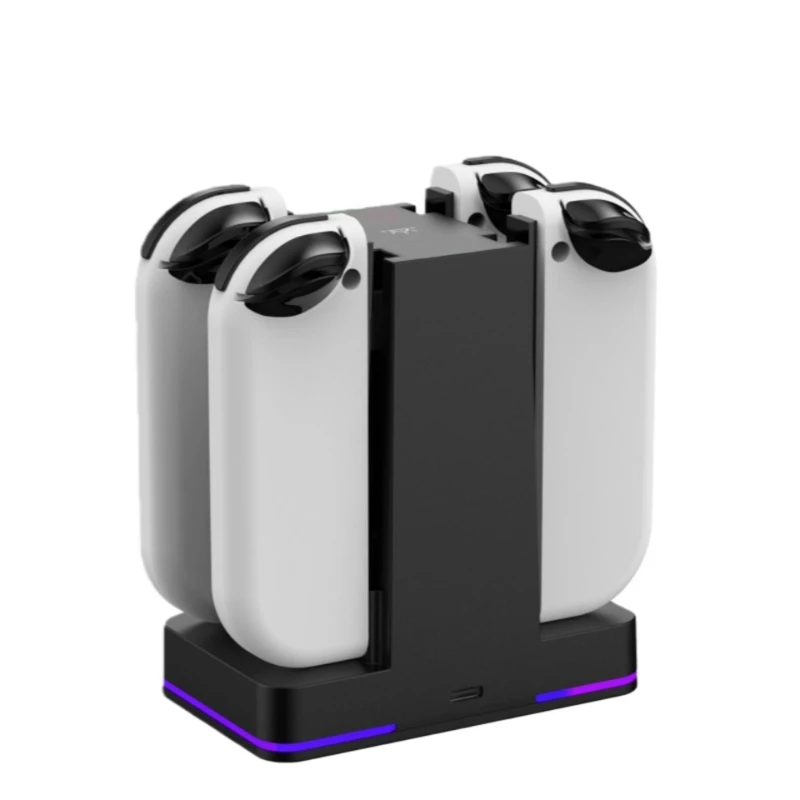 4 Slot Controller Charging Dock with Lighted Base, Vertical Charging and Storage Stand for Home Gaming Desk Use H8WD