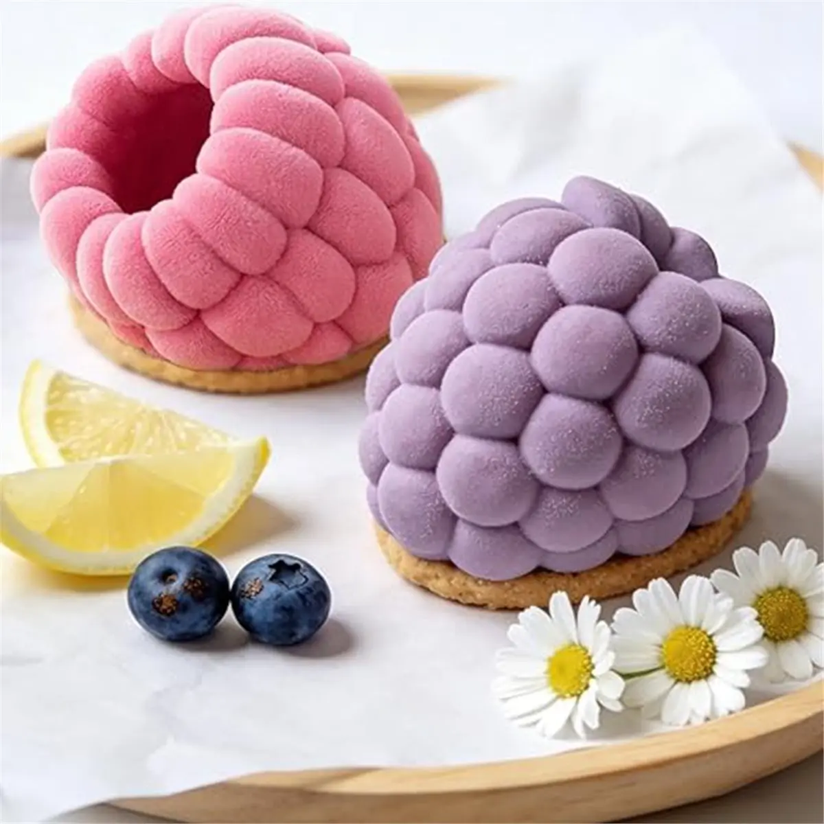 6-Cell Raspberry Design Dessert Decorating Tools French Fruit Mousse Cake Mould Kitchen Bakeware Silicone Chocolate Mold