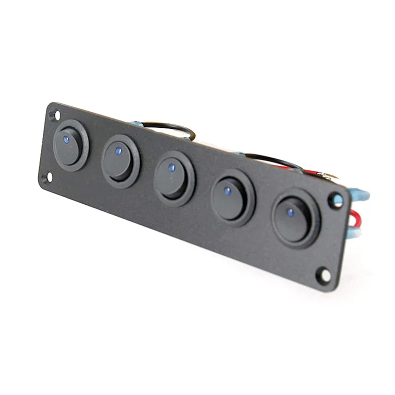 ABGR-5 Bit Cat's Eye Combination Ship-Type Switch With Panel Modified Rocker Switch With Light Blue Light