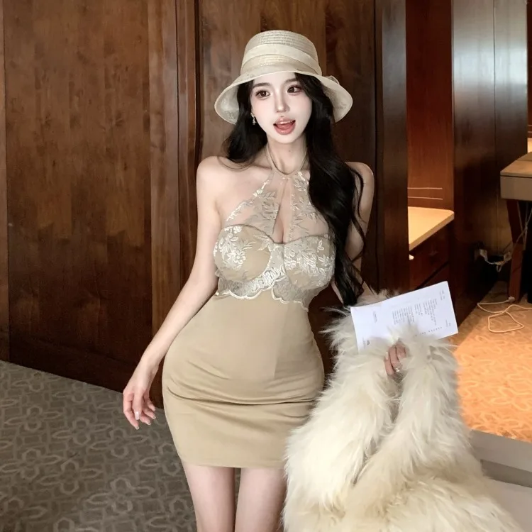 

Платье Pure Desire в корейском стиле с кружевными вставками, облегающее, сексуальное, с открытой спиной, на молнии, женское модное осеннее платье