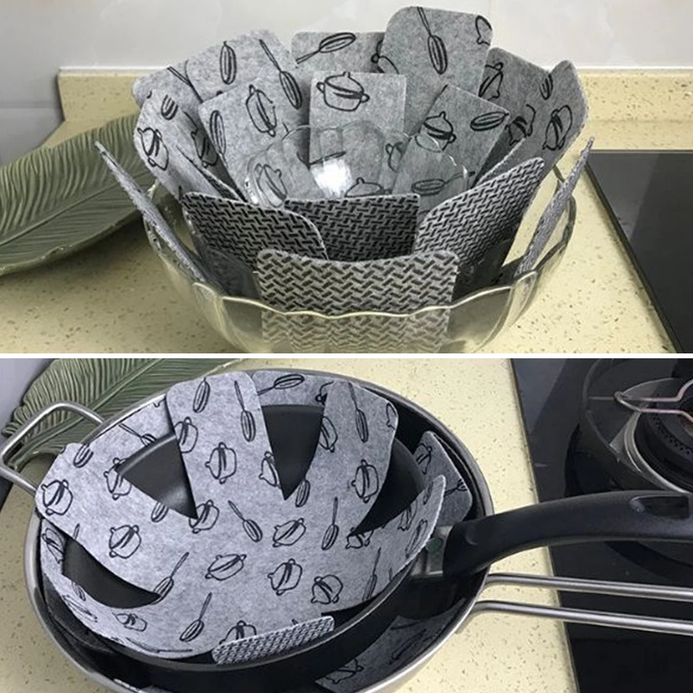 Kitchen Non Stick Pot Bottom Felt Protective Pad to Prevent Scratching Separate and Protect Surfaces for Cookware Heat Resistant