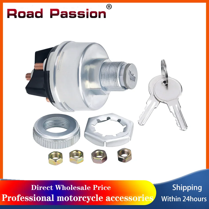 Motorcycle Ignition Switch with Key, 4 Position Universal Key Ignition Switch 12v For Car, Truck, Tractor, Trailer, Forklift,