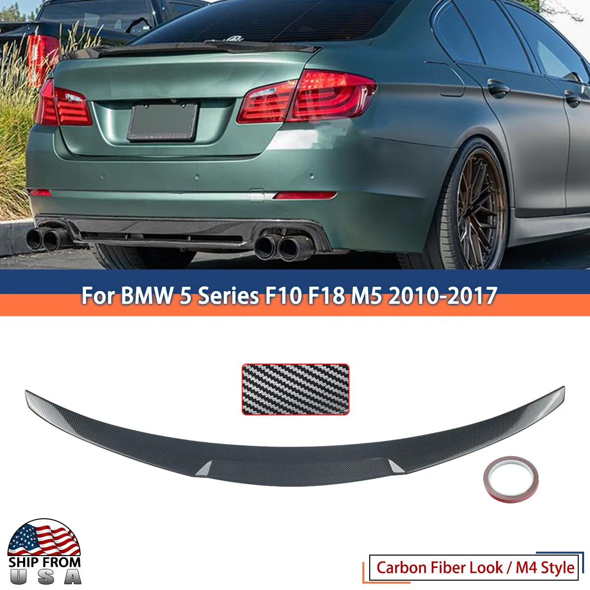 Aileron de coffre arrière de Style M4, couleur carbone, pour BMW série 5 F10 M5 2010 – 2017