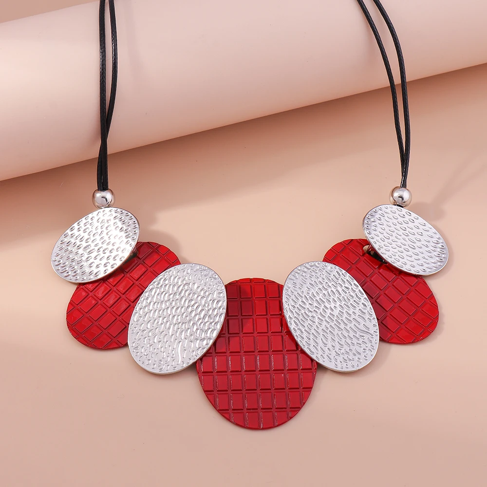 Aihua Runde Große Choker-Halsketten für Frauen, Handgefertigte Statement-Halskette, Vintage Maxi-Halsbänder, Party-Schmuck – Detail 3
