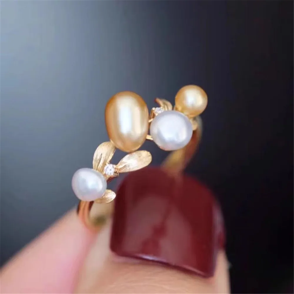 DIY Pearl Ring Accessories S925 Sterling Silver Pearl Ring Empty Multi-bead Ring Holder Fit 4-5mm Round Oval Z202