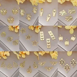 3pcs DIY Amulets Snowflake Bell Charms Bat Cross Coffin Stainless Steel Jewelry Making Earrings Necklace Deer Magic Ball Pendant