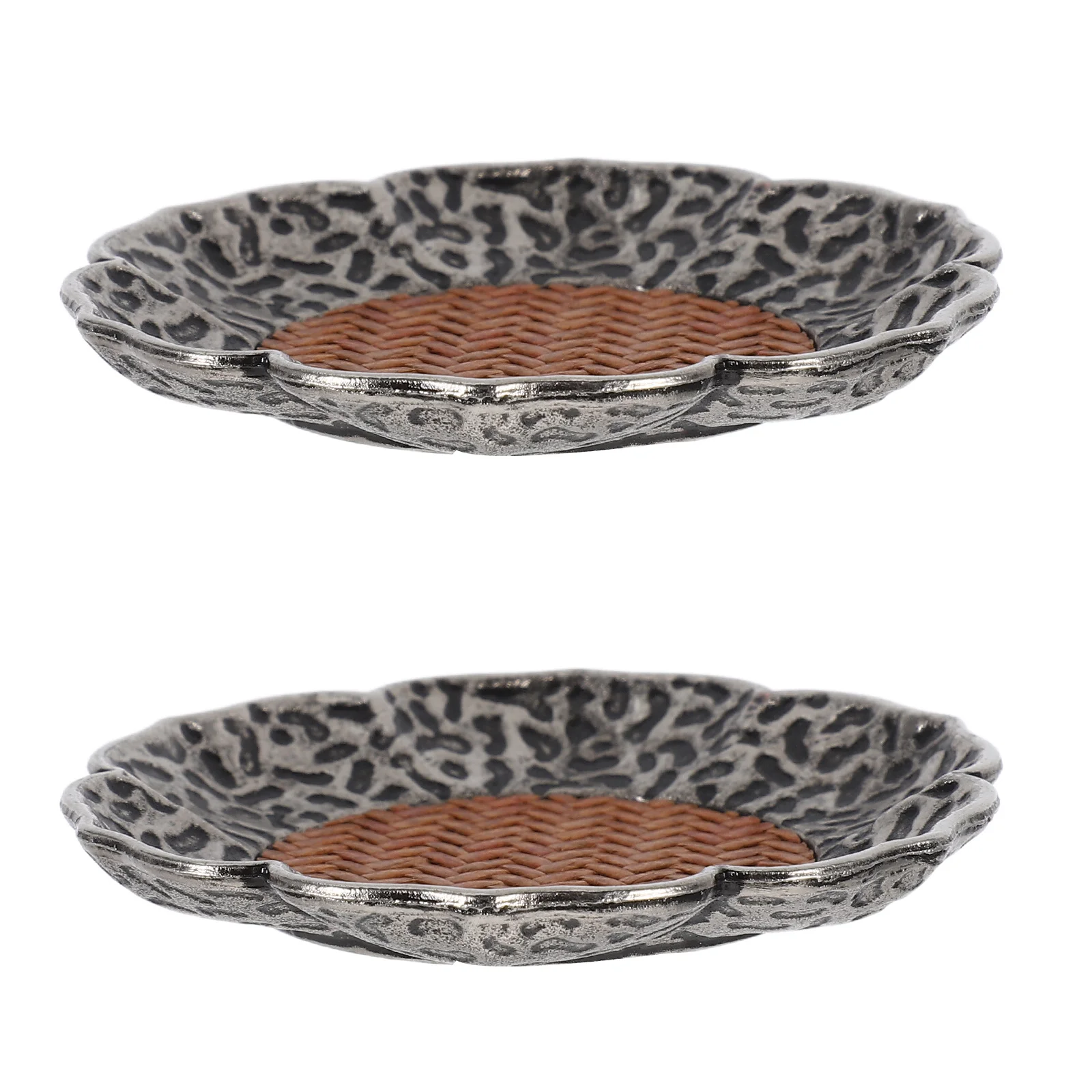

2pcs Alloy Rattan Woven Coaster Vintage Lotus Shape Heat Insulation Mat Table Protection Cup Coasters Chinese Style Rustic