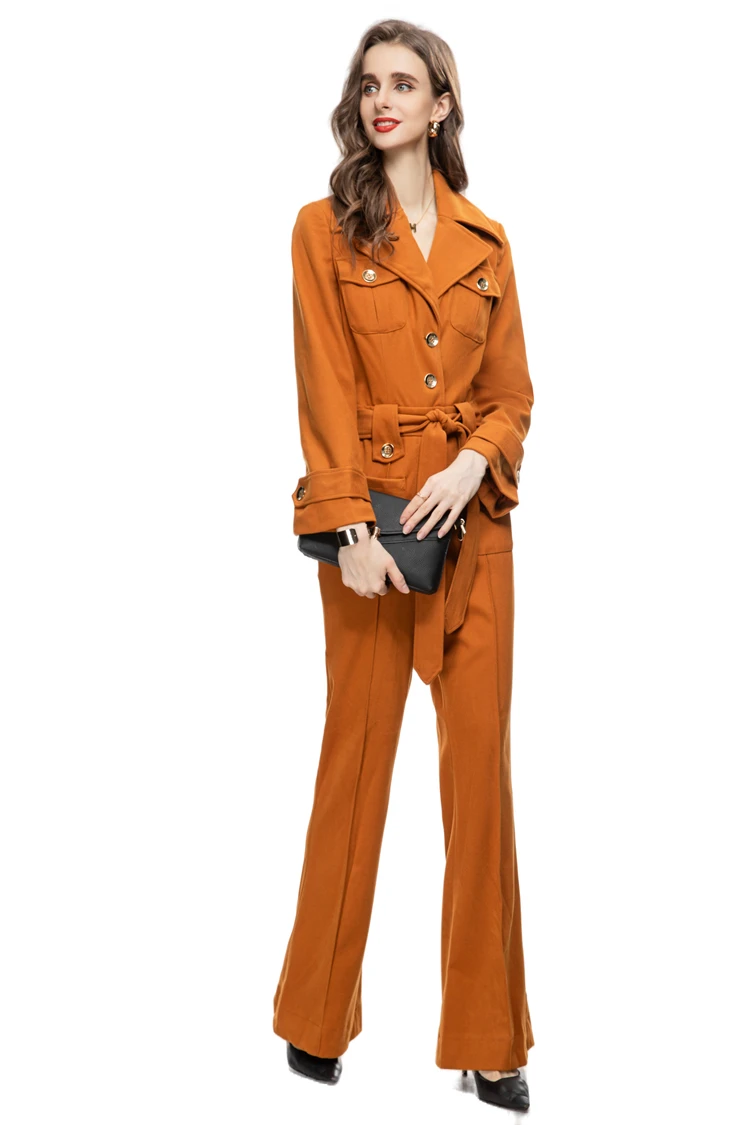 Catwalk Jumpsuits Voor Dames En Rompertjes Met Lange Mouwen En Kanten Strik High Street Fashion Designer Broek