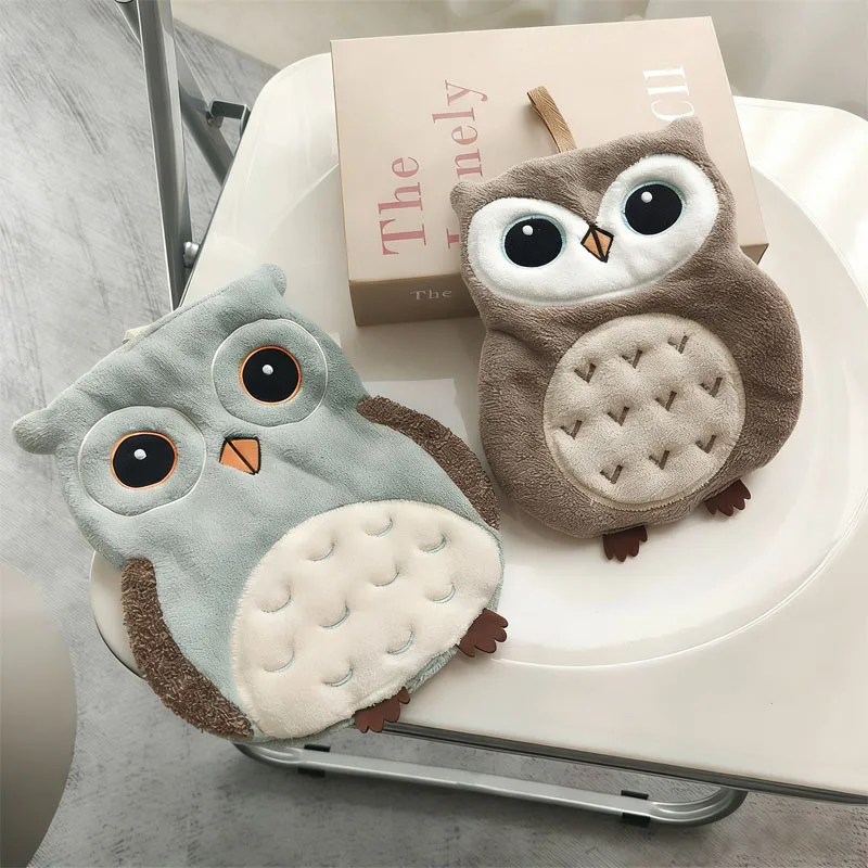 4PCS Owl-Pattern Bathroom Towels, Cartoon Hand Towels, Hanging Design, Pilling-Resistant, Odor-Resistant, Ultra-Soft