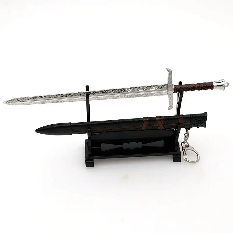 Porte-clés médiéval Arthur Pendragon Swords pour garçons, épée de samouraï, lame non coupée, accessoires de modèle Katana, jouets d'ornements, cadeaux, 22cm