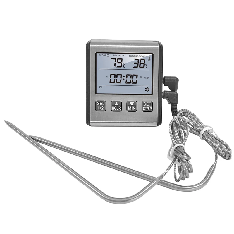 TP710S Digital Thermometer For Oven Smoker Kitchen Cooking Grilling Meat BBQ Thermometer With Two Probes