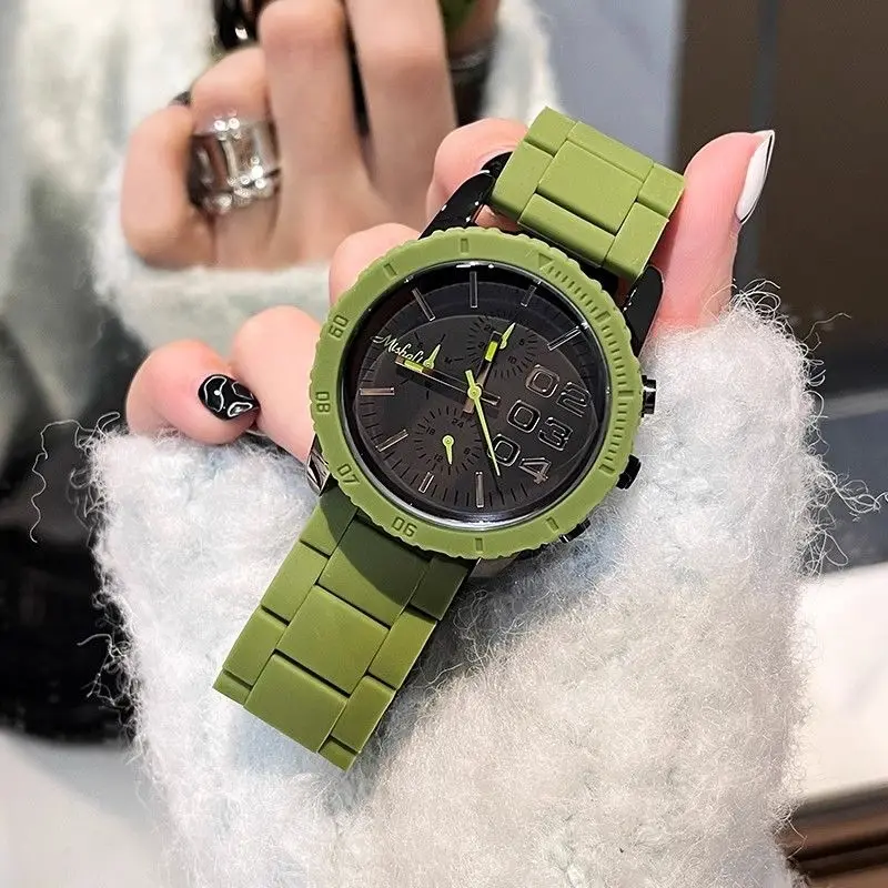 Light Luxury Niche Women's Watch Fashionable Candy Colored Large Dial Steel Strap Pointer Waterproof Women's Watch Reloj Mujer