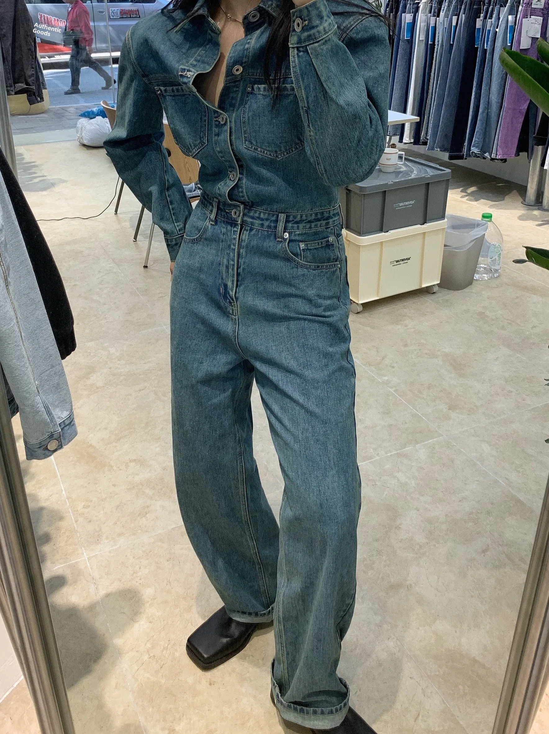 

JHL JEANS Trendy Youth Brand oulder Padded Wide oulder Design ex Denim Overalls Casual High Waist Zipper Closure Long...