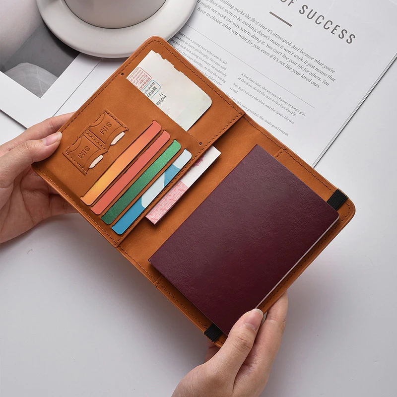 النساء الرجال تتفاعل خمر جواز سفر الأعمال يغطي حامل متعدد الوظائف معرف البنك بطاقة محفظة من جلد PU حالة إكسسوارات السفر #2