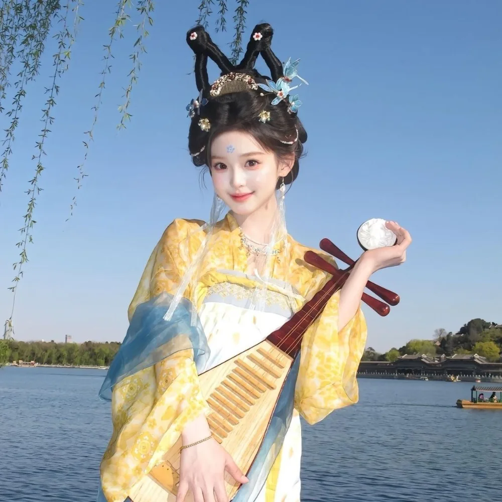 

‌New Tang Dynasty Hanfu Set - Women's High-Chest Ruqun Laurel Embroidery Split Skirt Ethereal Daily Wear Chinese Costume