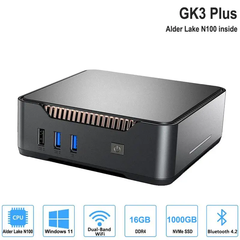 Top GK3V Mini PC DIY Gaming Computer Intel Alder Lake N100/N95 8GB 16GB 1TB NVMe Windows 11 Pro 4K HD VGA Win 11