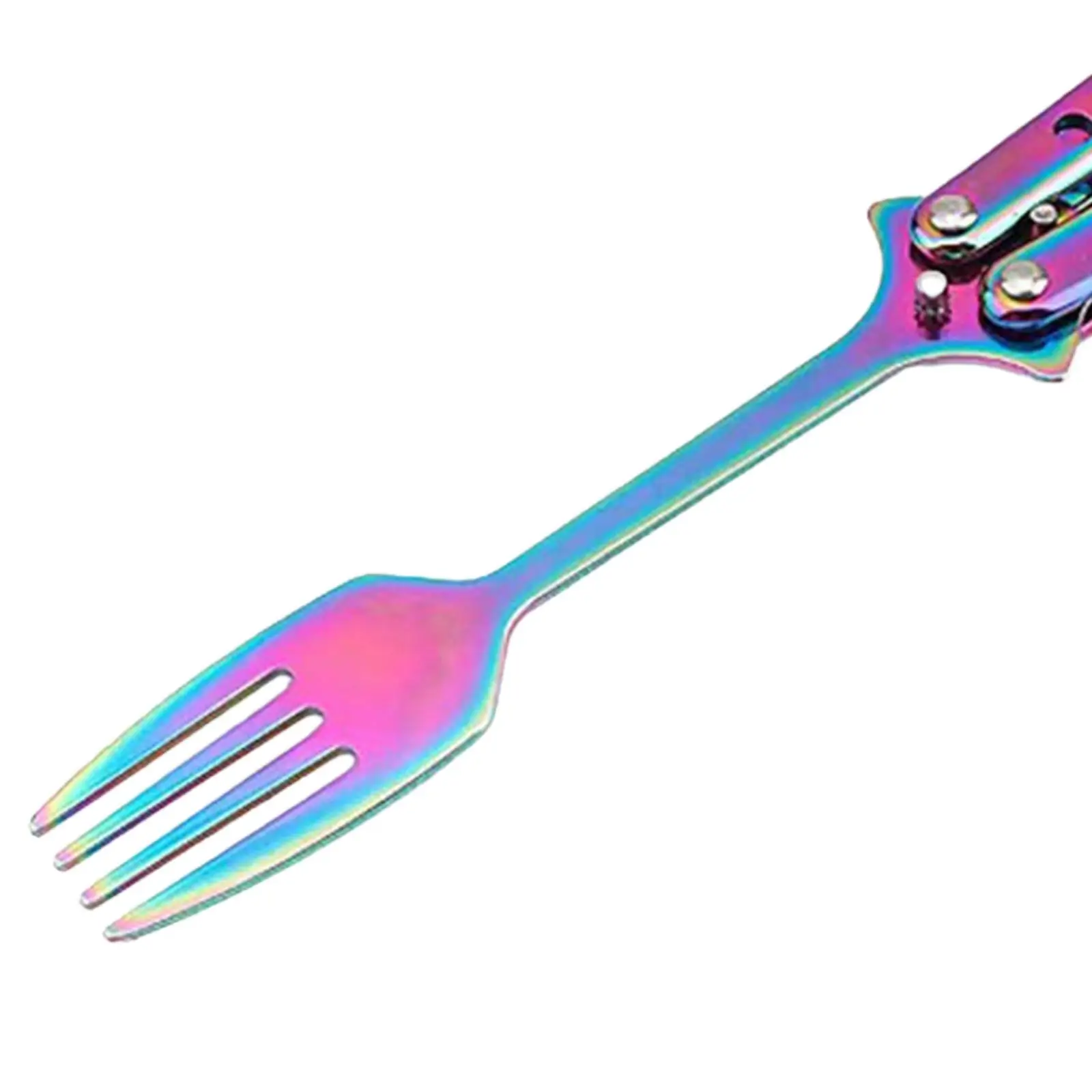 Folding Camping Tableware Stainless Steel Butterfly Trainer Fork Outdoor Utensil for Picnic Barbecue and Travel