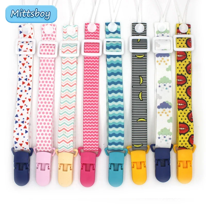 Baby Fixed Button Pacifier Clips Chains Ribbon Dummy Soother Holder Chains Anti-drop Buckle Strap for Pacifier Baby Feeding Gift