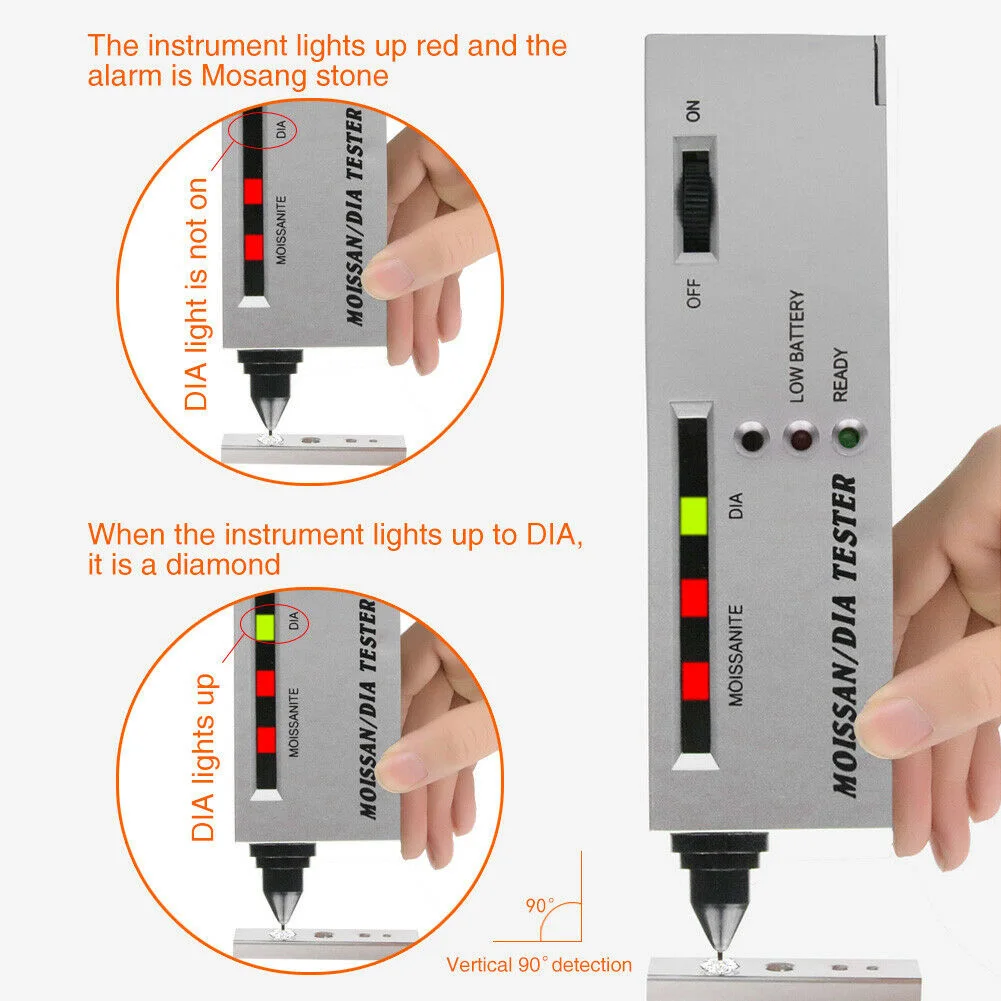 Home Moissan Tester Silver 9V Battery Diamond High Accuracy Jewelry Tools Moissanite Tester Plastic/Alloy Sensors