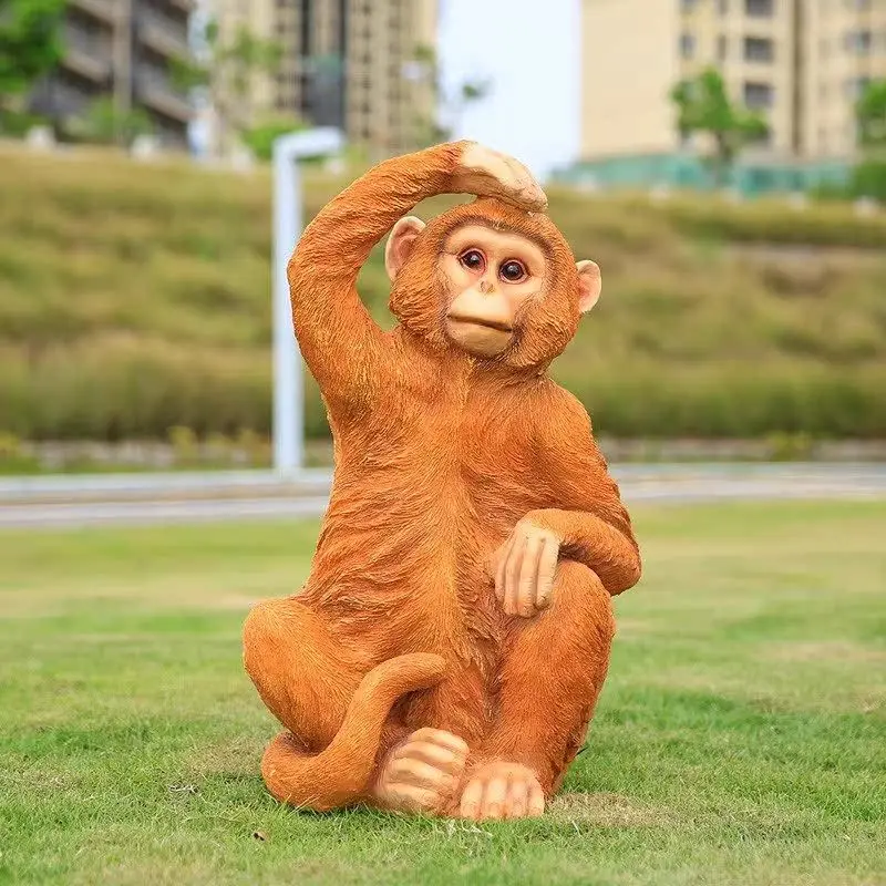 68Cm High Imitation Monkey Sculpture Ornament Home Living Room Garden Resin Monkey Decoration