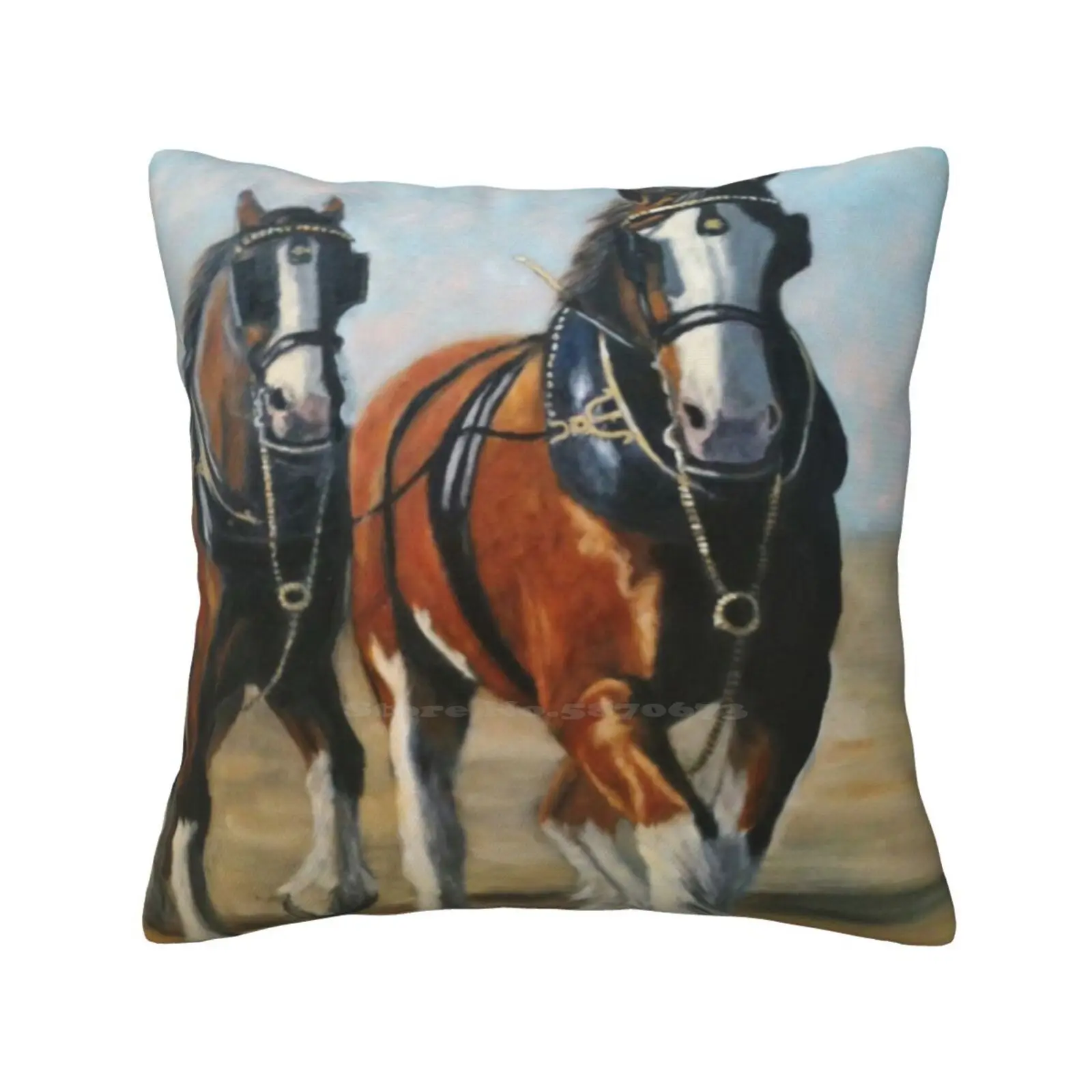 Clydesdale Heavy Horse. Fashion Sofa Throw Pillow Cover Pillowcase Clydesdale Horse Oil Painting Heavy Horses Draught Horses