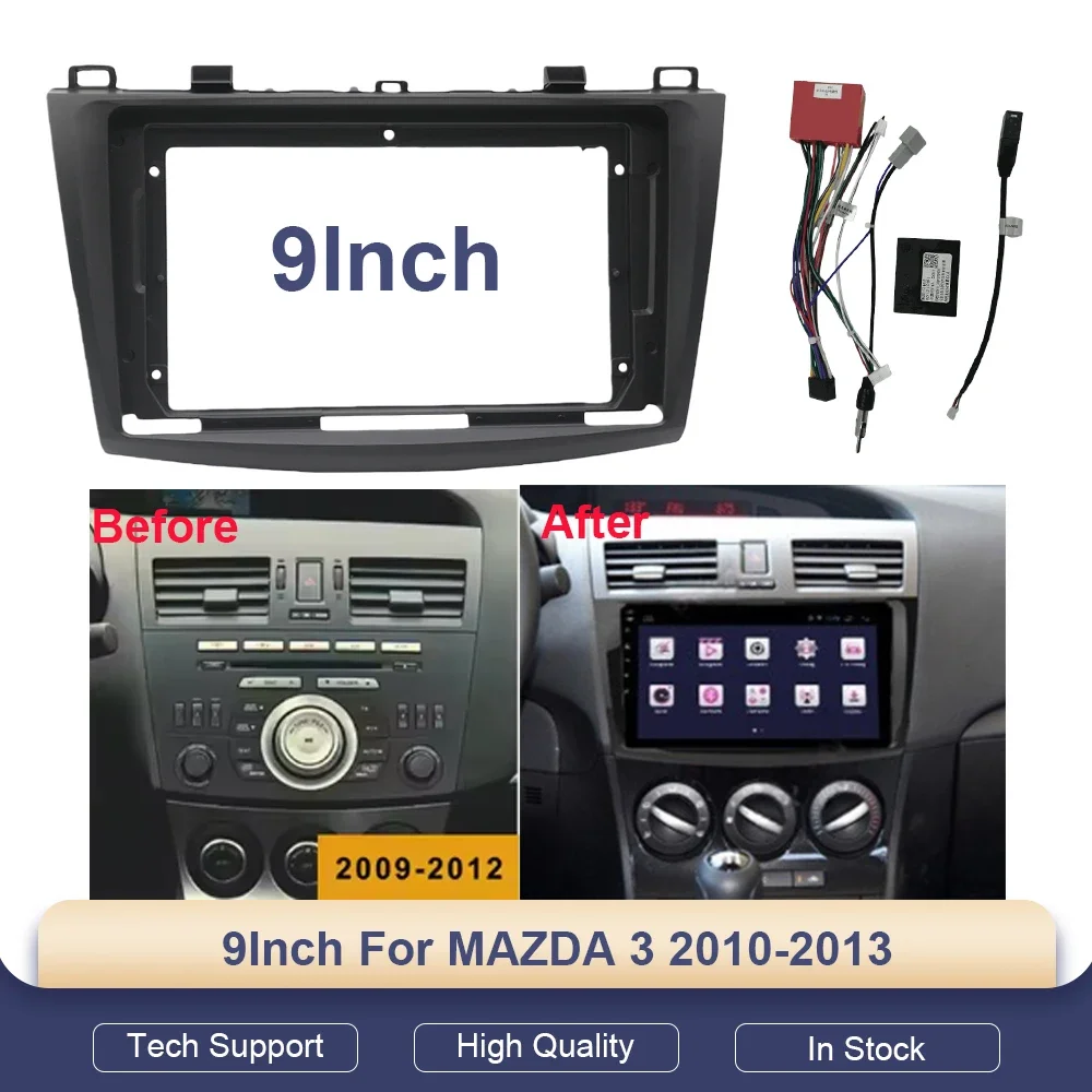 

Car Audio Fascia Frame 2Din 9Inch Car Radio Installation DVD GPS Mp5 Plastic Panel for MAZDA 3 2010-2013