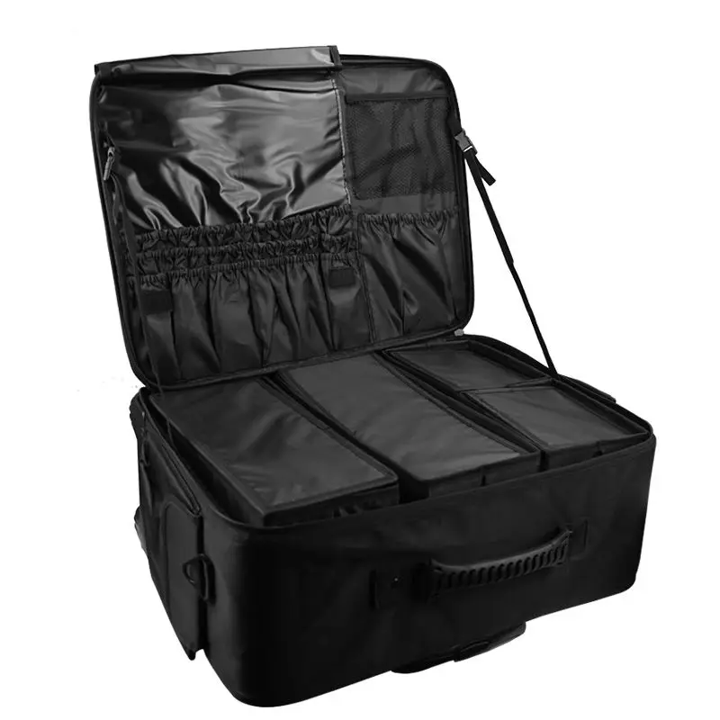 Makeup Suitcase Trolley Case Multi-layer Embroidered Bag Professional Beauty Manicure Rolling LuggageLarge Capacity Storage