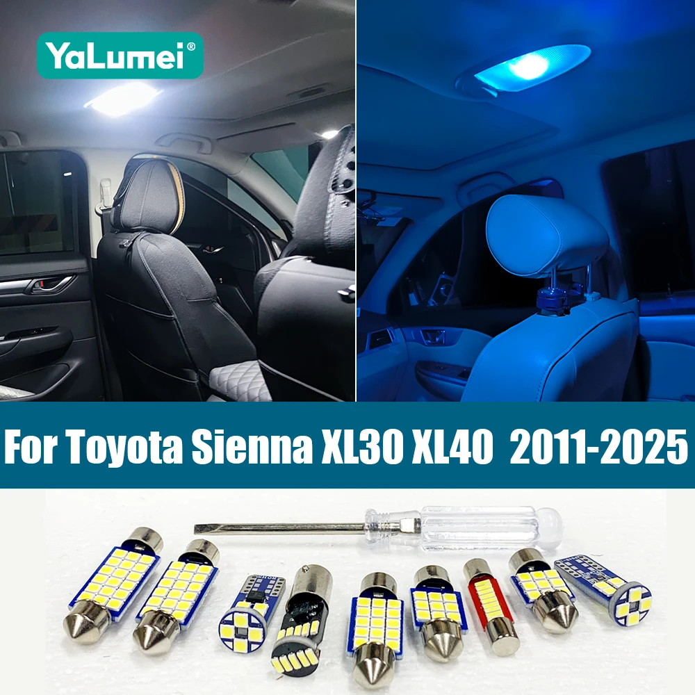 

For Toyota Sienna XL30 XL40 2011-2018 2019 2020 2021 2022 2023 2024 2025 Car LED Bulbs Interior Lamp Vanity Mirror Trunk Lights
