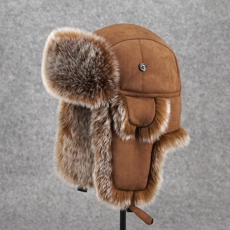 Men's thickened fur ear-protecting cold-proof hat cycling warm and windproof ski cap