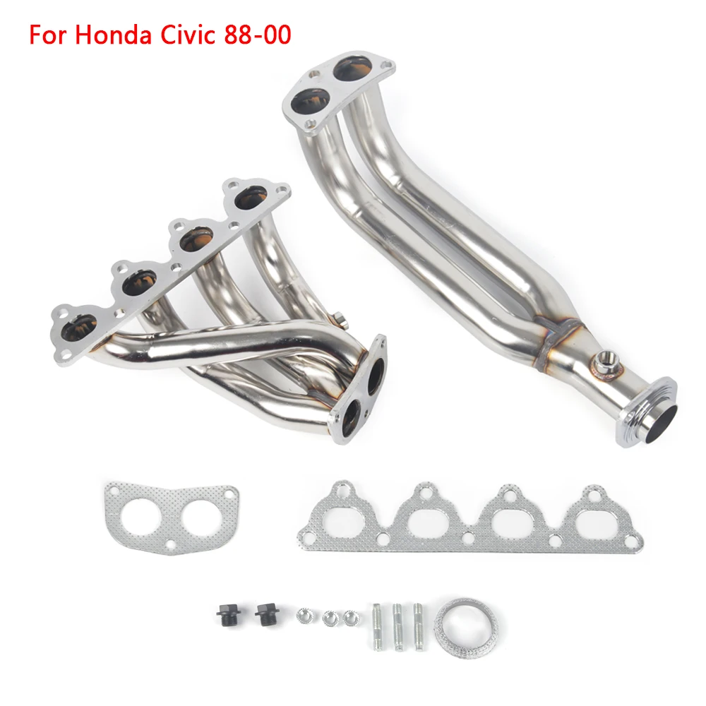 STAINLESS STEEL PIPING HEADER MANIFOLD EXHAUST FOR HONDA CIVIC 88-00 EG EF EK EM EXHAUST HEADER