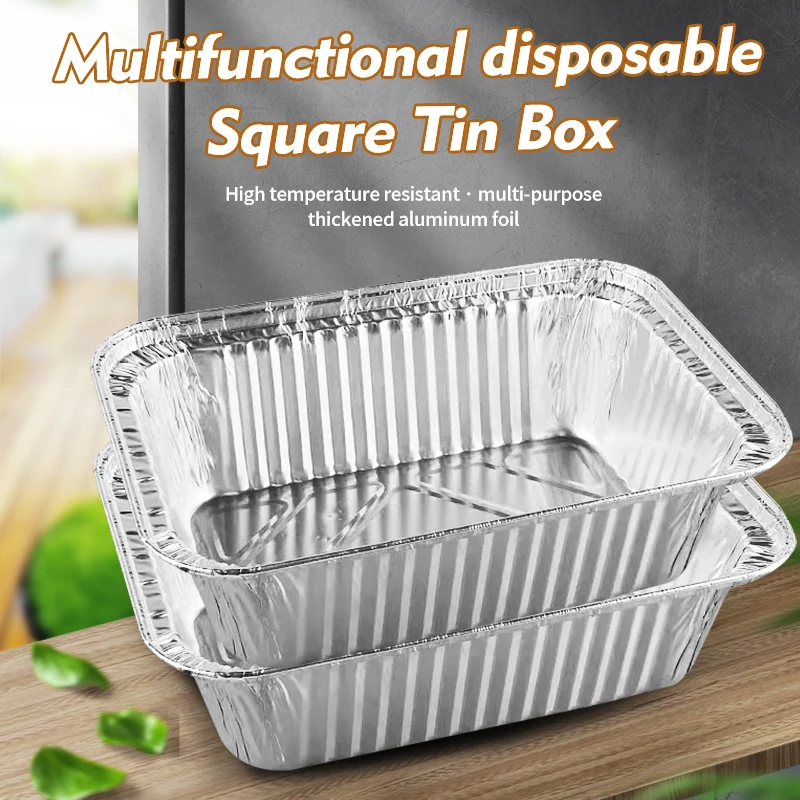 

700ML Rectangular Tin Foil Tray Food Container Aluminum Foil Takeaway Box for Packaging, Baking, Roasting（20 Pack)