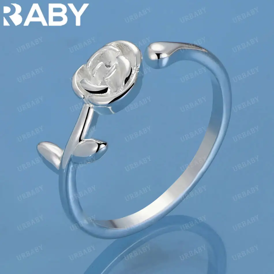 URBABY خاتم هندسي مفتوح من الفضة الإسترليني عيار 925 للنساء والرجال نعمة مجوهرات عصرية هدايا حفلات أعياد الميلاد