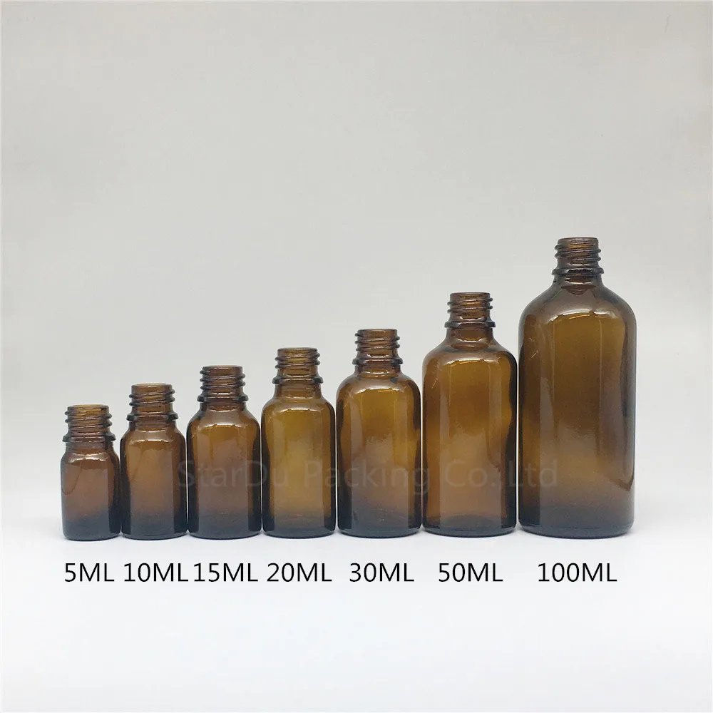 500pcs/lot 5ml, 10ml,15ml,20ml,30ML,50ml,100ml Amber Glass Bottle With Dropper Essential Oil Bottle ,Perfume Bottle