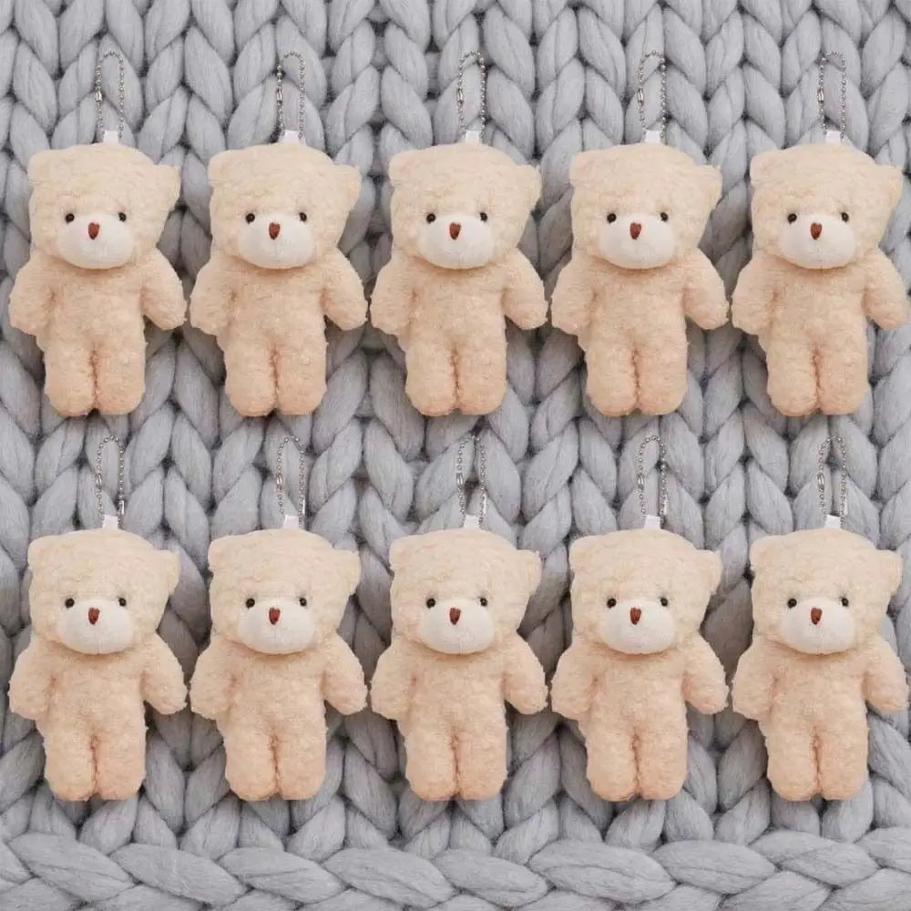 10Pcs Stuffed Keyring Cartoon Animal Little Bear Keyring Cute White Bear Keychain Stuffed 12.5cm Bear Girl