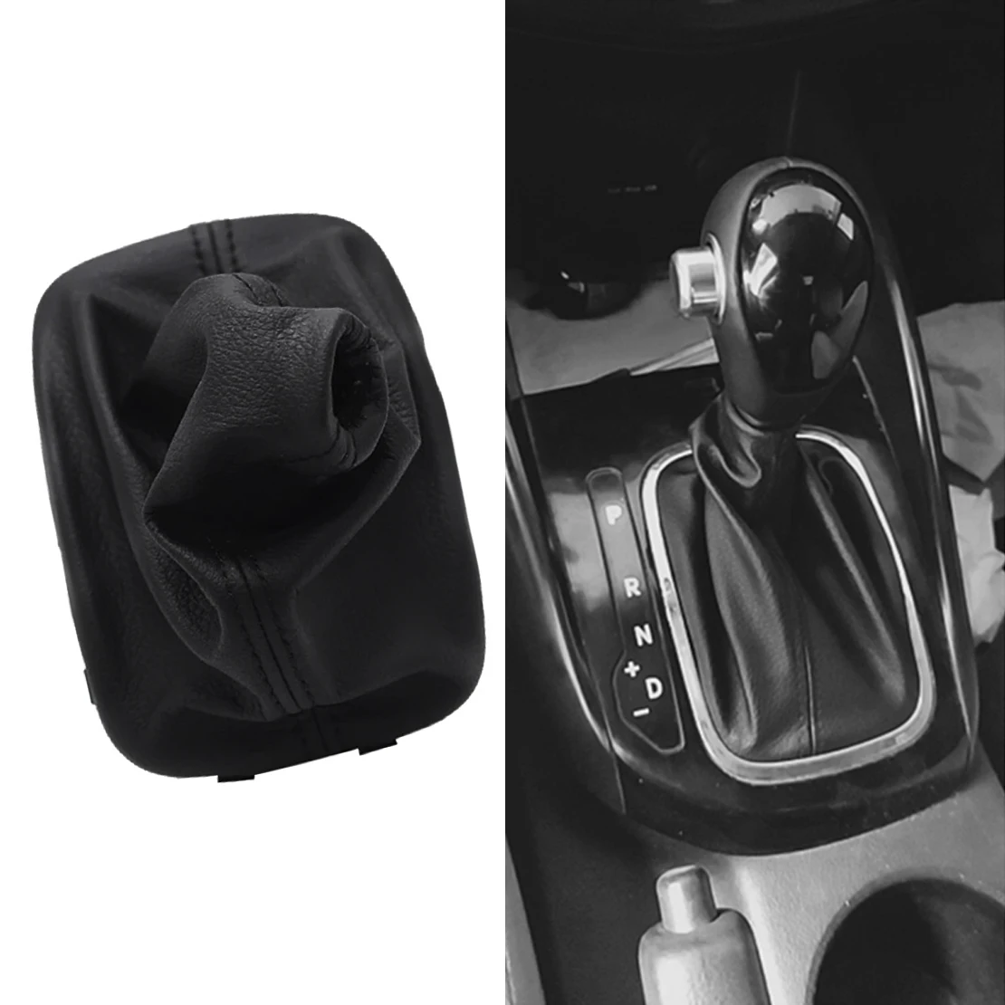 Automatic Transmission Gear Shift Knob Boot Cover Fit for Kia Forte Koup 2010 2011 2012 2013 846401M500WK Black PU Leather